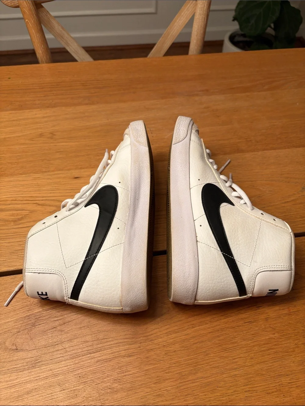 Nike Blazers High-Top Sneakers in White with Black Swoosh